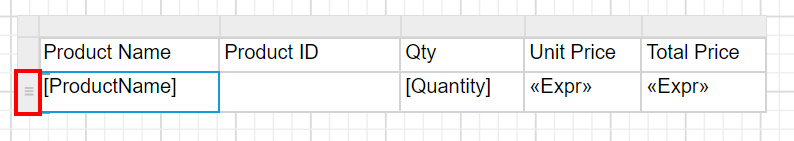Drag and drop tablix report item into design area
