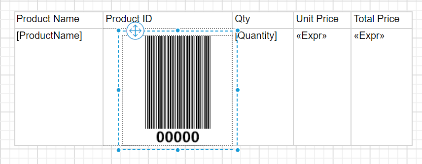 Drag and drop tablix report item into design area