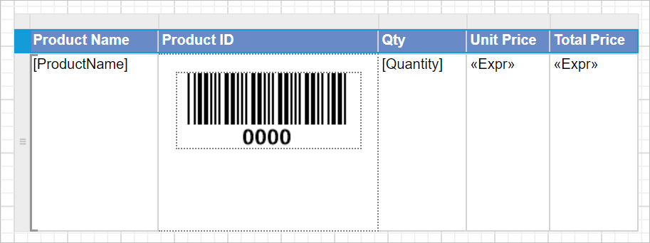 Drag and drop tablix report item into design area