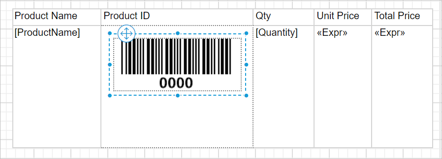 Drag and drop tablix report item into design area