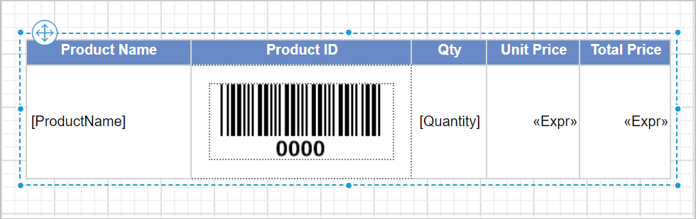 Drag and drop tablix report item into design area