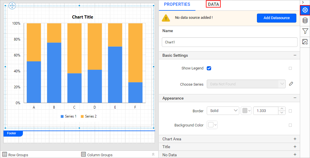 Chart properties pane