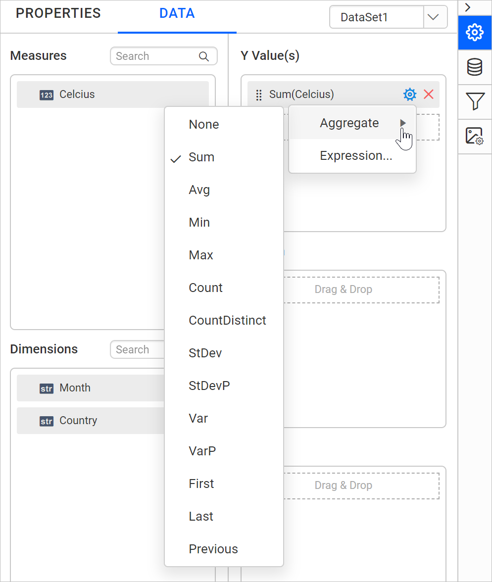 Aggregate menu list