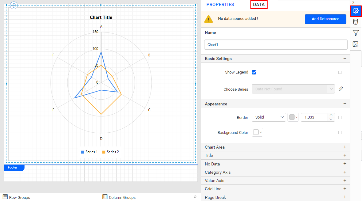 Chart properties pane