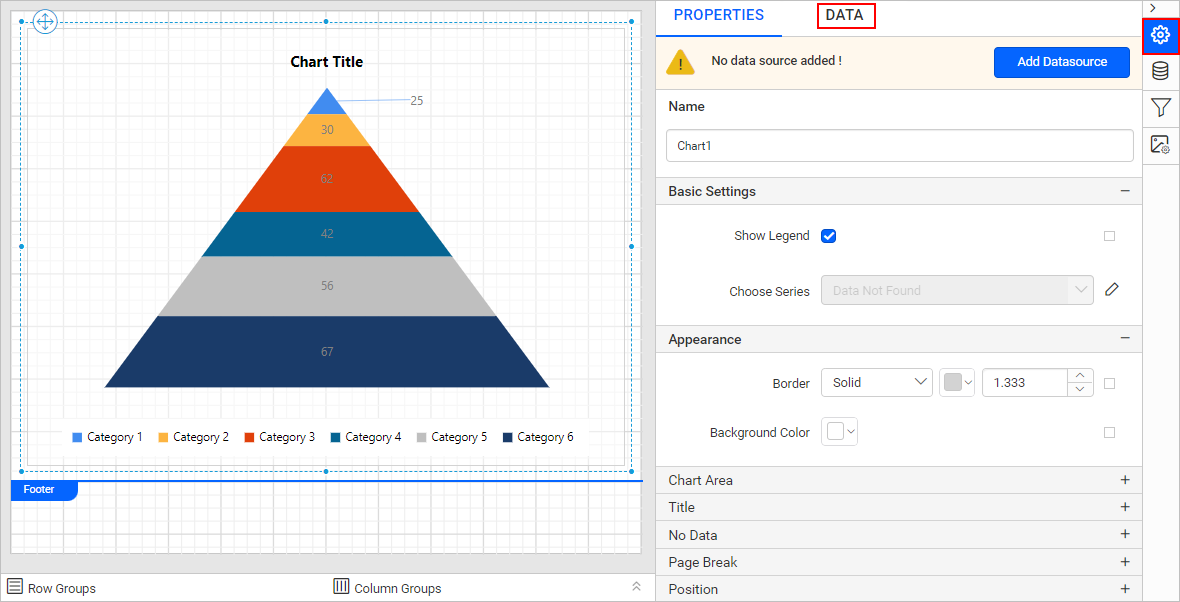 Chart properties pane