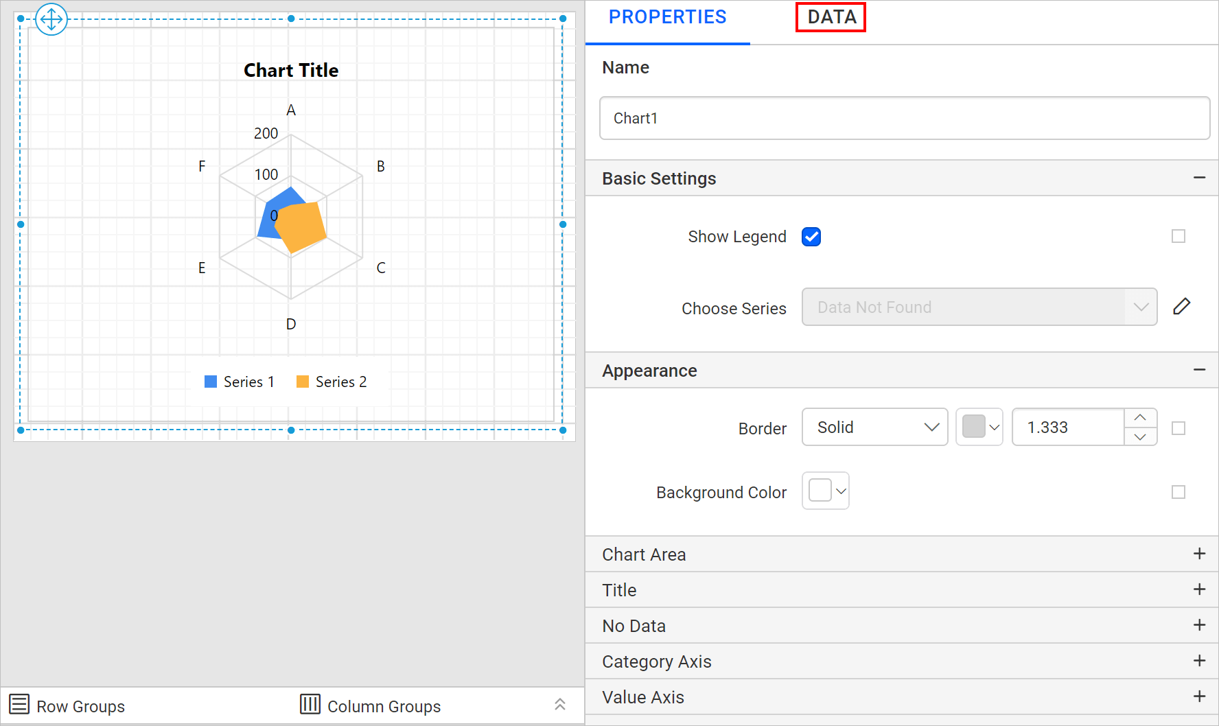 Chart properties pane
