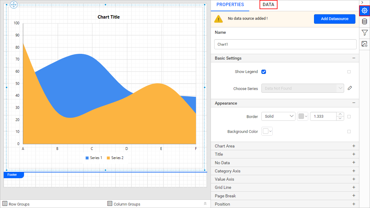 Chart properties pane