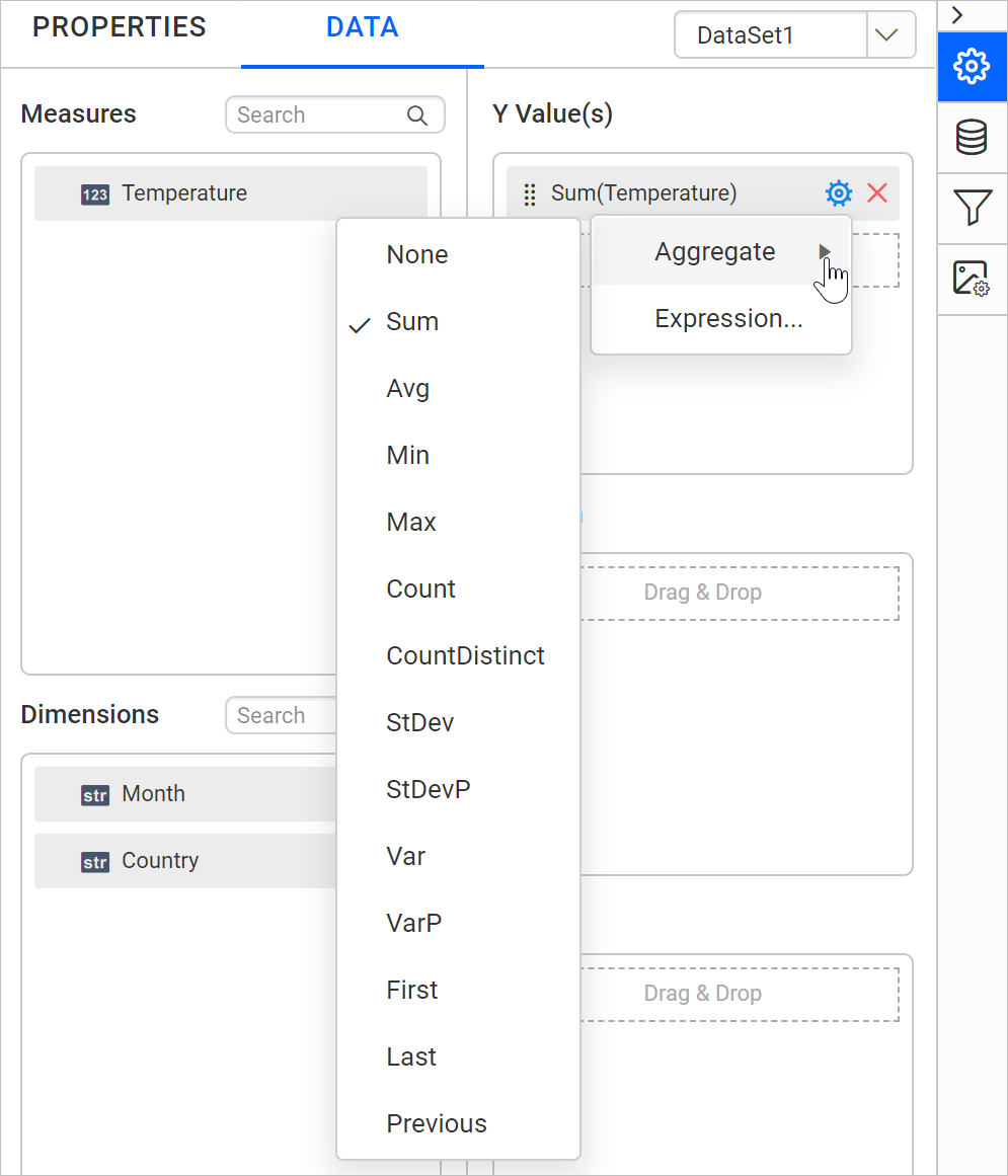 Aggregate menu list