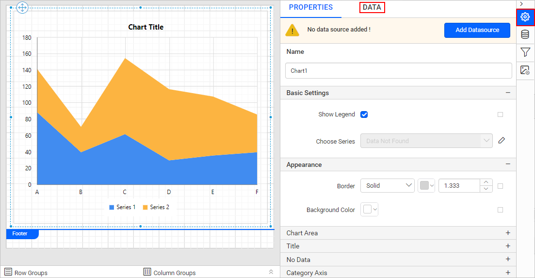 Chart properties pane