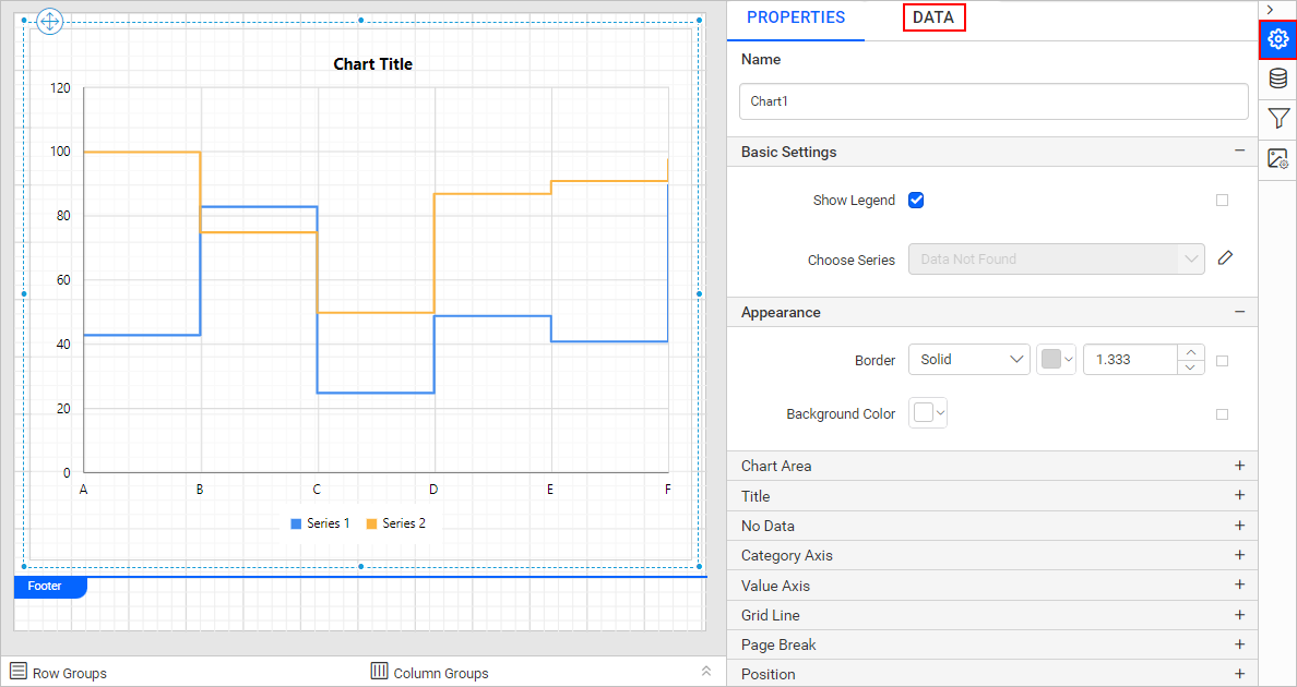 Chart properties pane