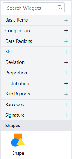 Shape listed in item panel