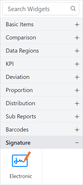 Signature listed in item panel