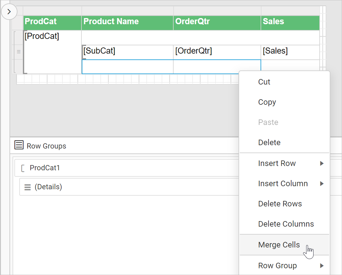 Open group menu