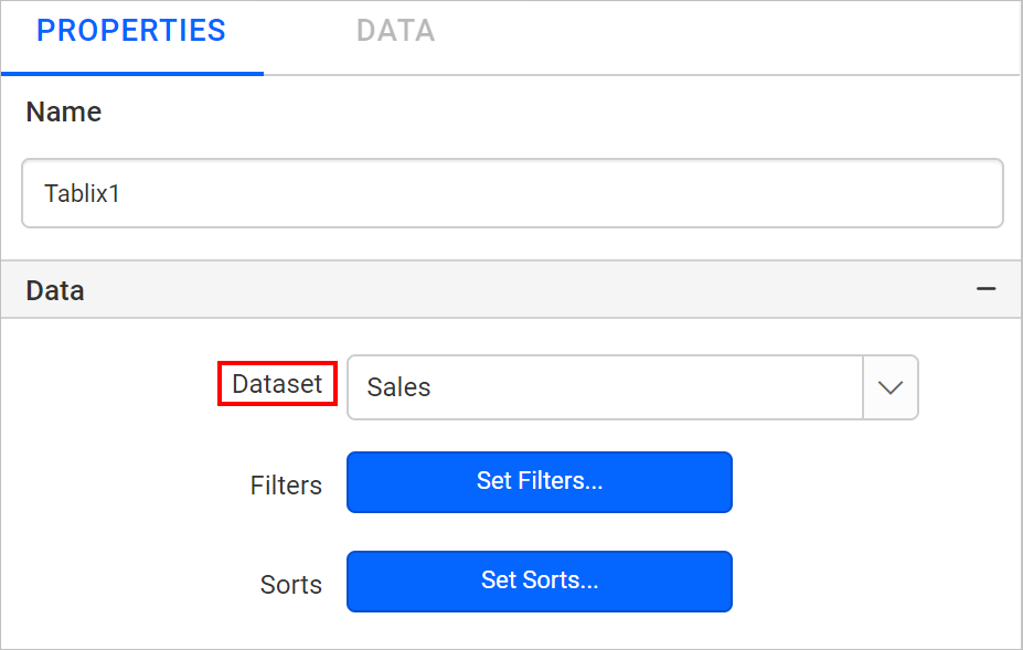 Tablix listed in item panel