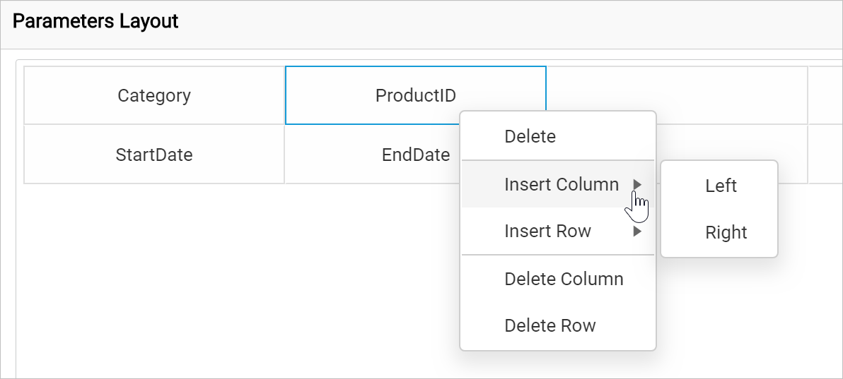 Insert row options