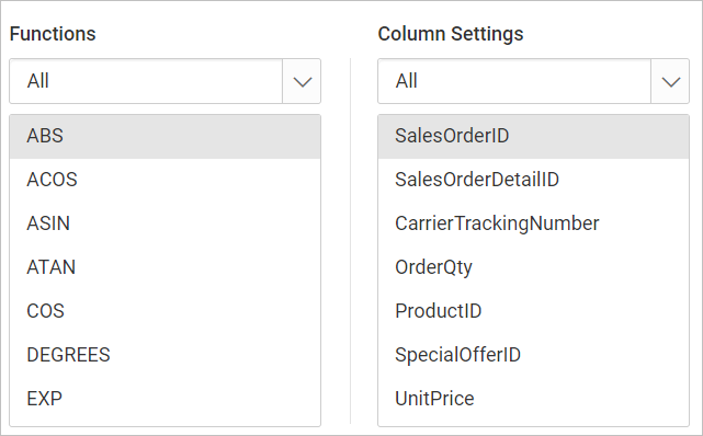 Query expresssion dialog