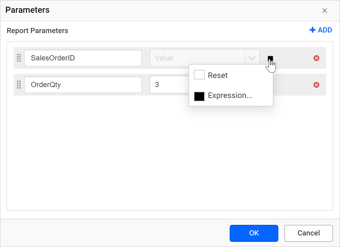 Select reset expression