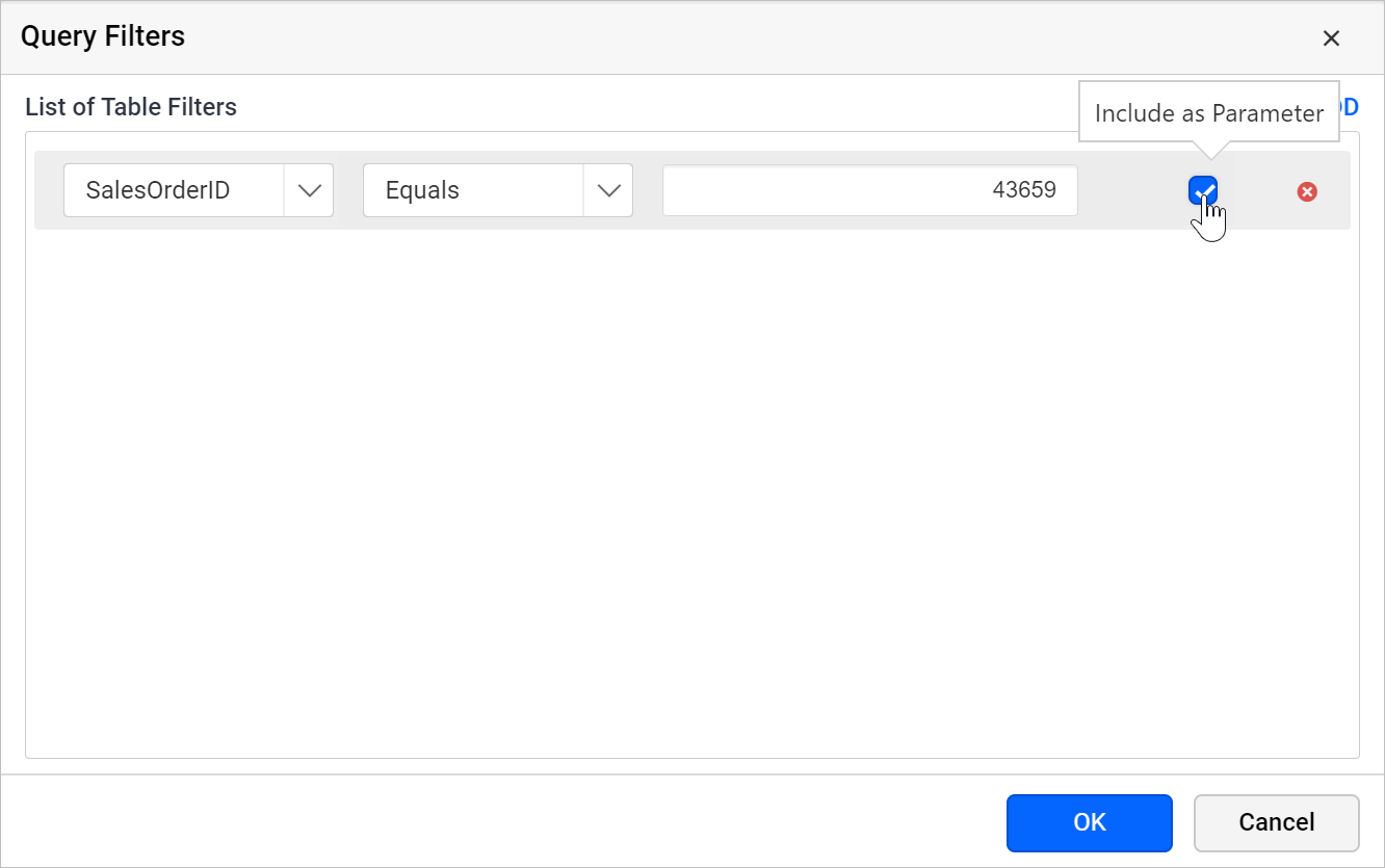 Query joiner icon in enabled state