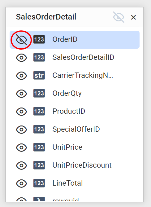 Exclude action representation