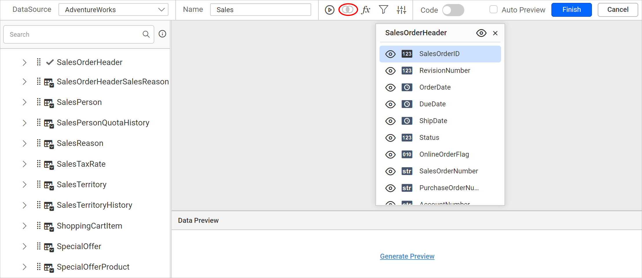 Query joiner initial icon state