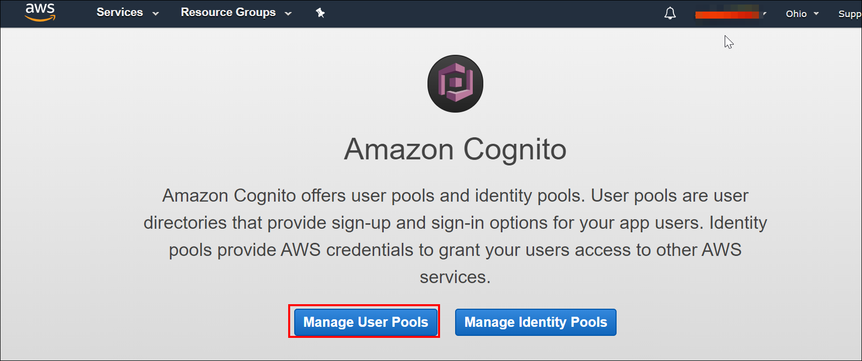 Click Manage User Pool