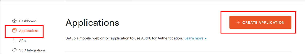 Auth0 create Application