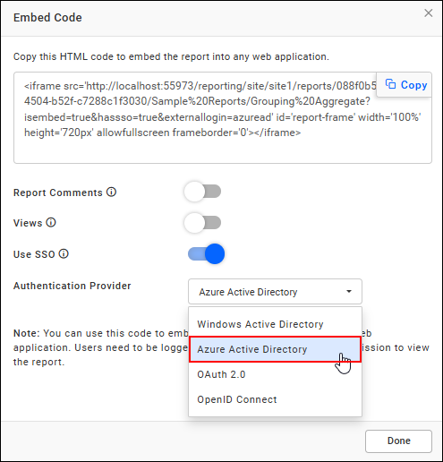 Enable SSO Option