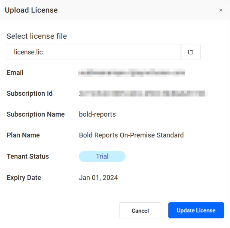 Updated Bold Reports License