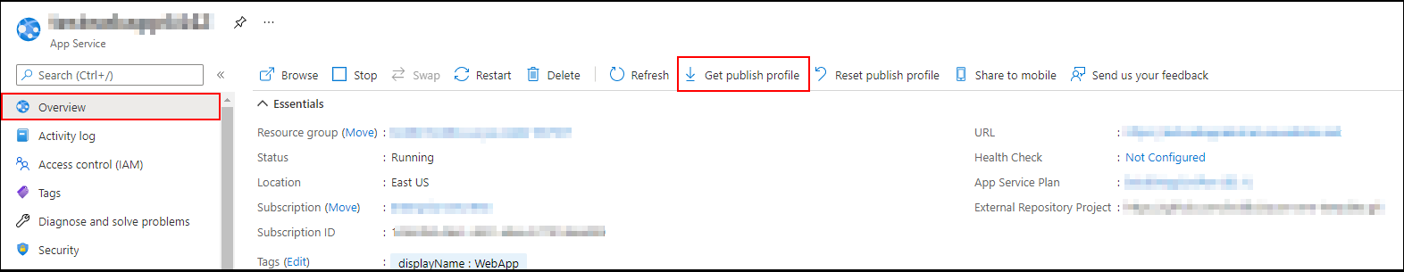 Get Publish Profile Option