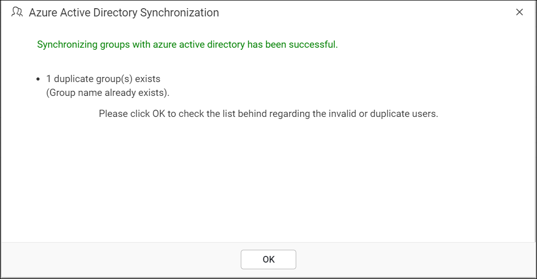 Synchronization Azure Group Access window