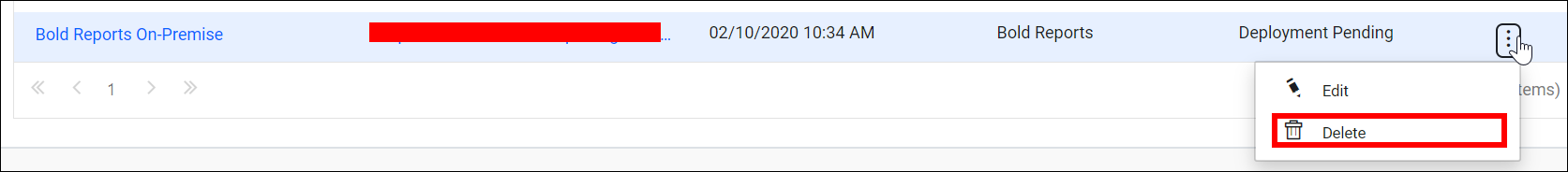 Delete option in site