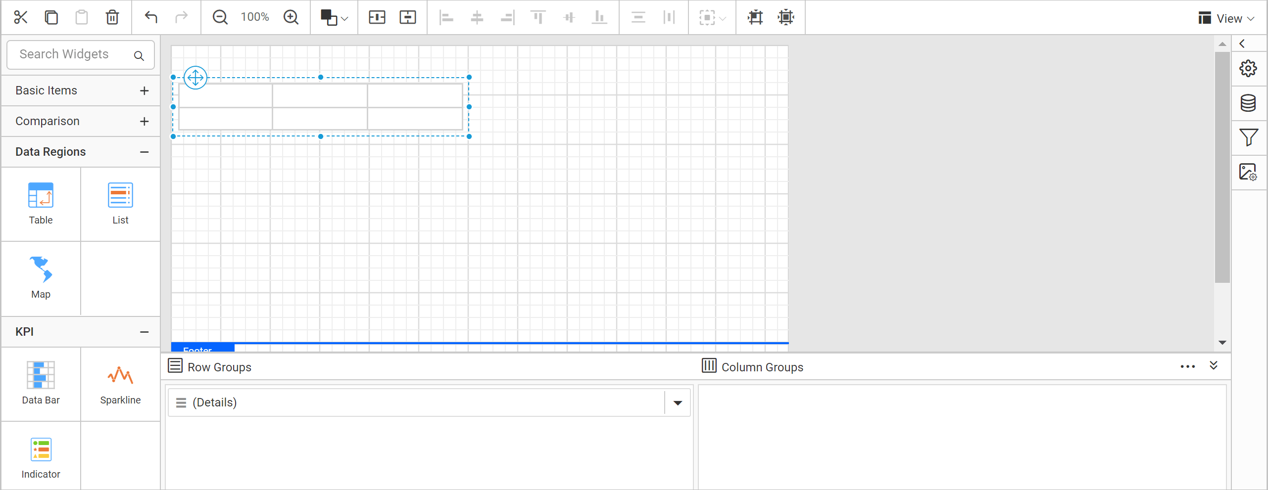 Add table to the design