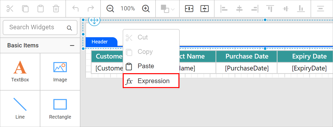 Add expression in text box