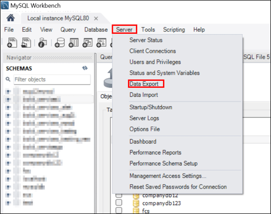 MySQL Data Export