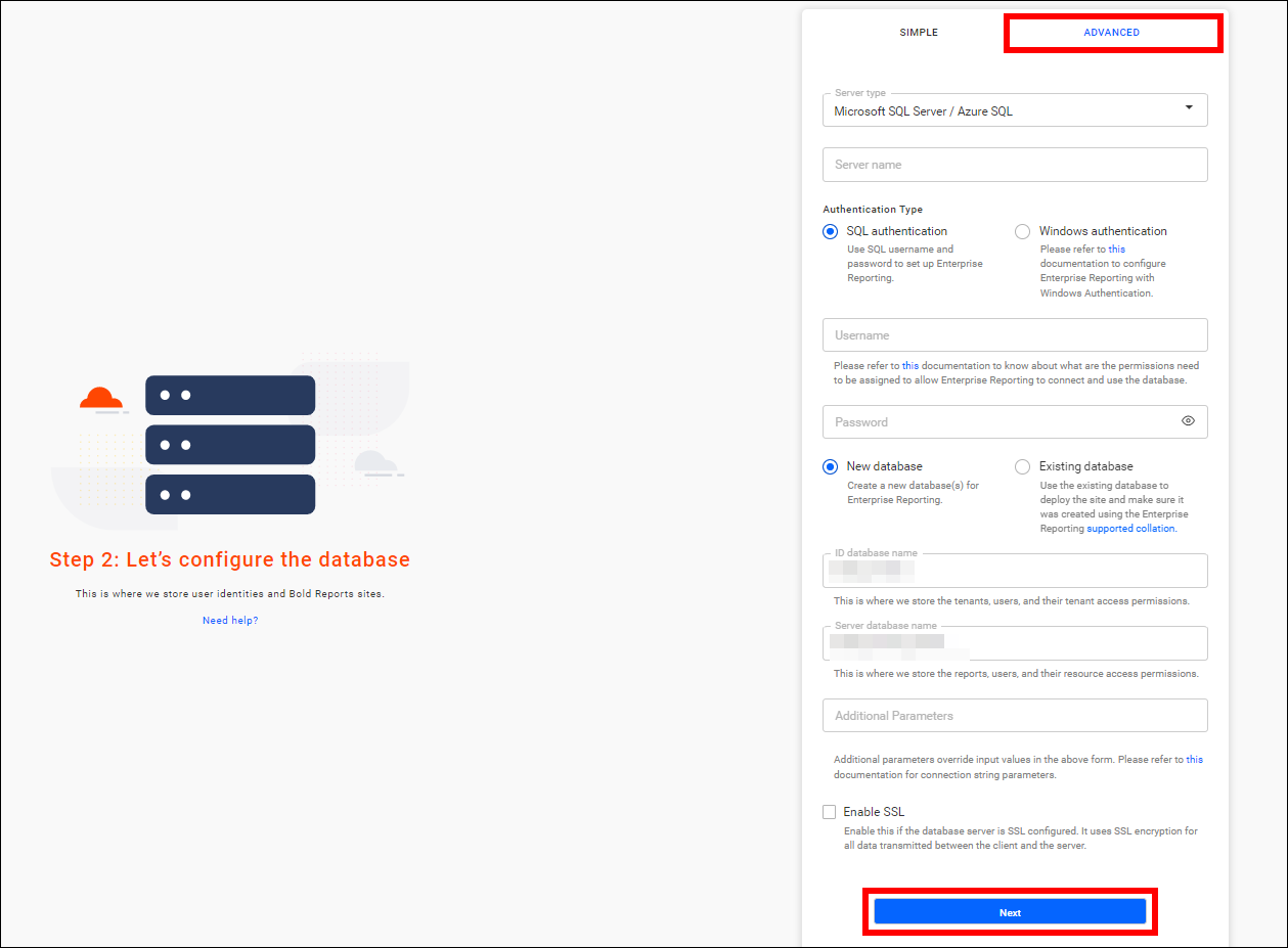 Report Server Database Configuration