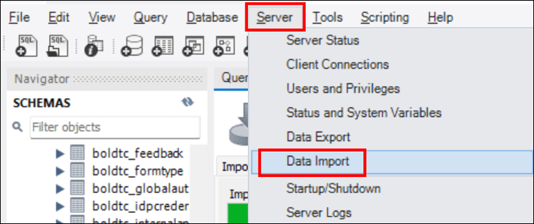 Select Data Import Option