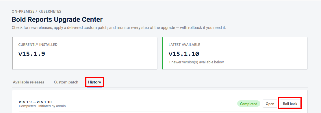 Rollback Option