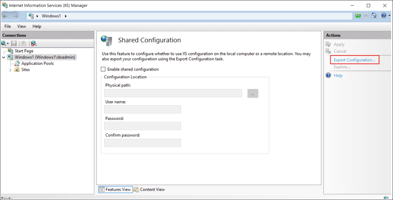 click-export-configuration