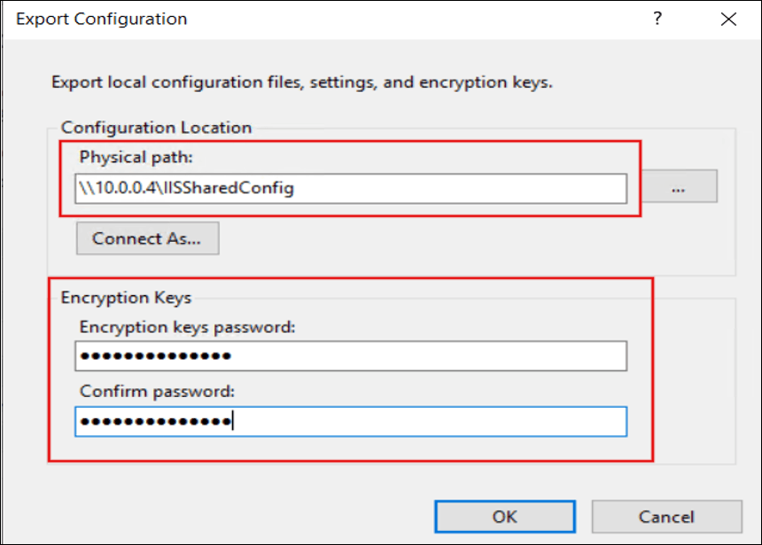 export-configuration-location