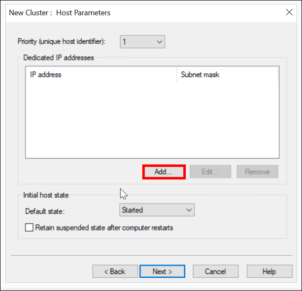 New cluster IP address