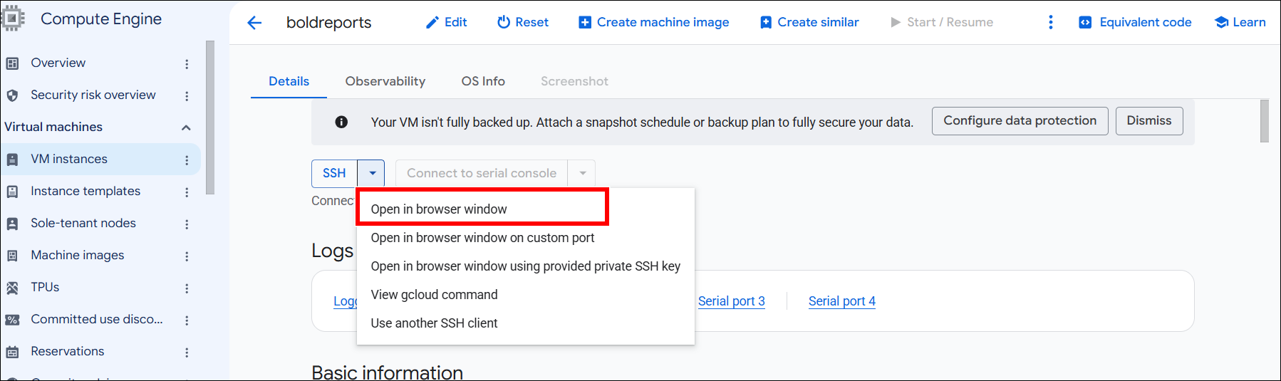 connect VM