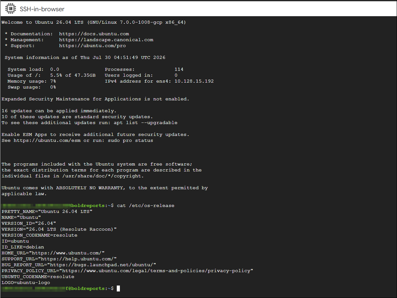 SSH connection