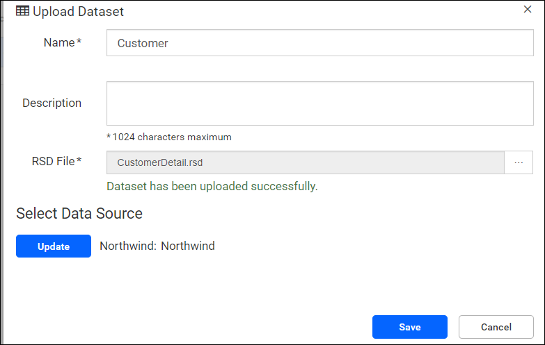 Select a data source for the uploaded dataset