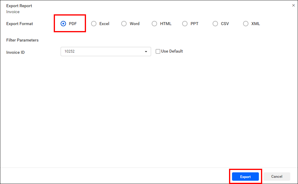 Export Report Format