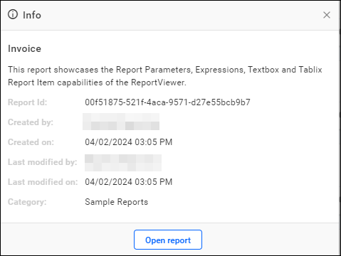 Report Info Elements