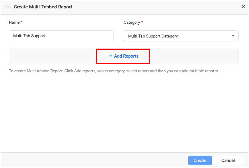 Multitab Add Report Button