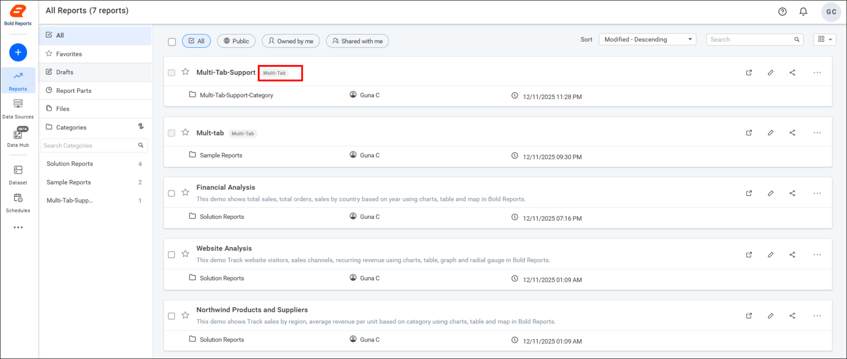 Multitab Report Badge