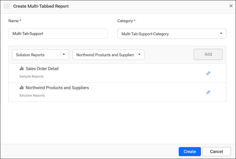 Multitab Create Report