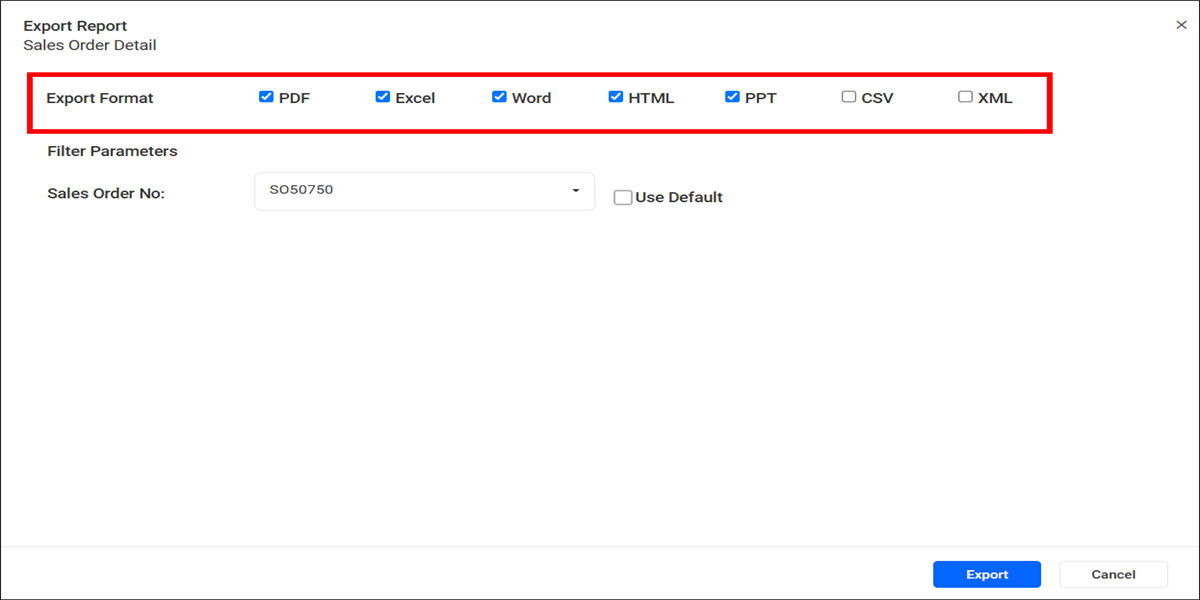 Export Report Format