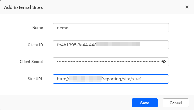 External Site Dialog